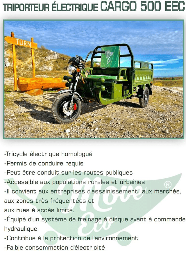 TRIPORTEUR ÉLECTRIQUE CARGO 500 EEC homologué